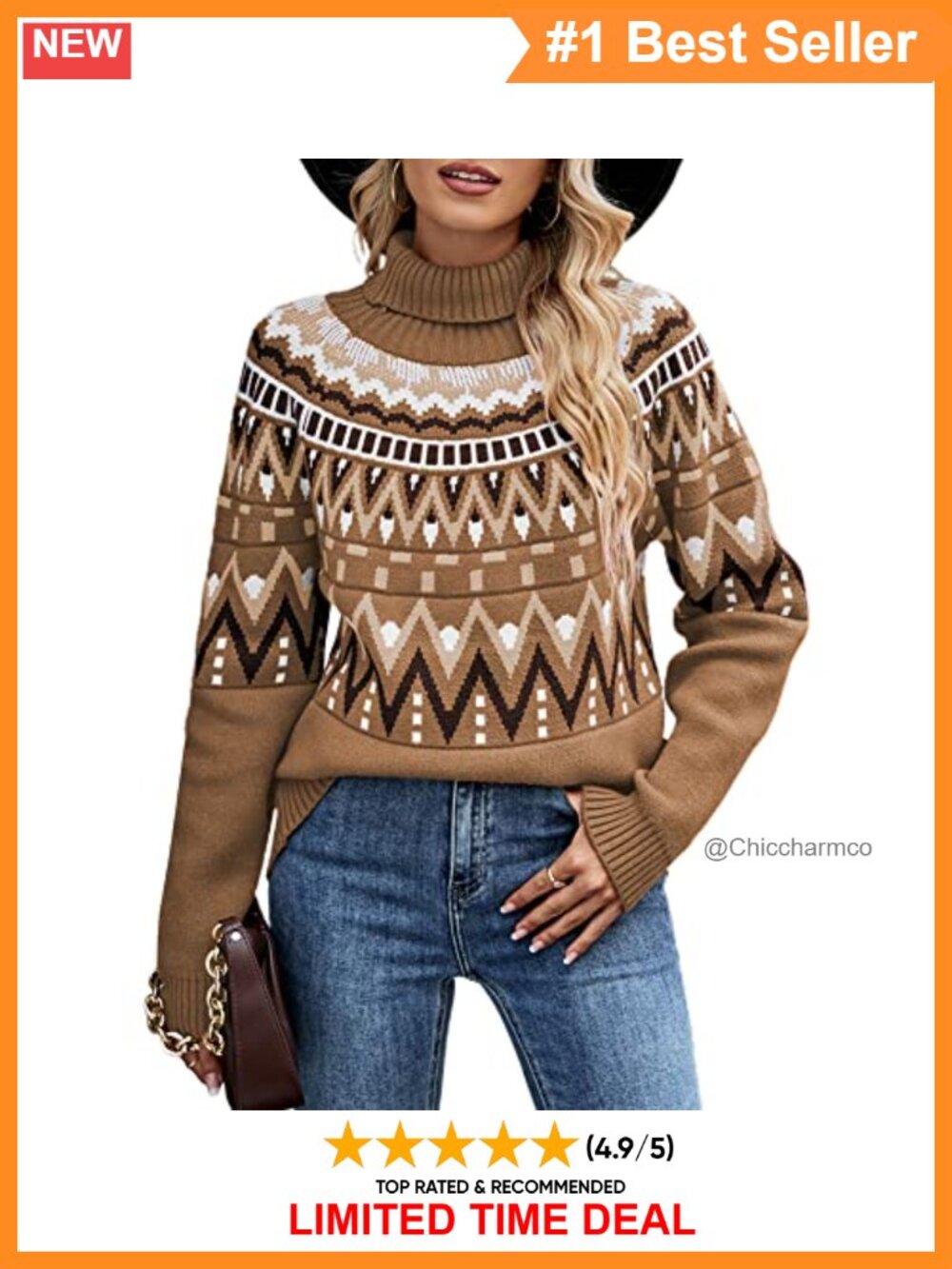 Women's Leopard Print Knitted Pullover Sweater Long Sleeve Crew Neck Jumper